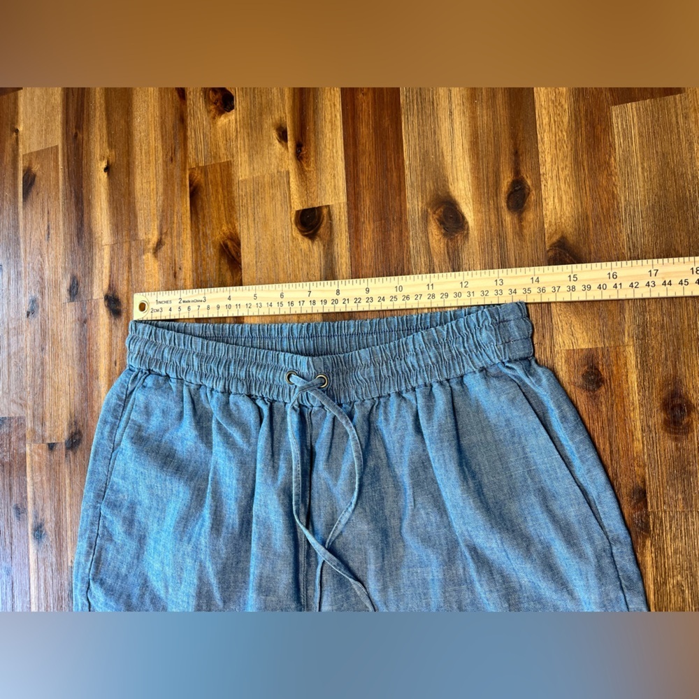 J. Crew Factory Chambray wide-leg drawstring pant Flowy loose cotton size 2 - Picture 7 of 13